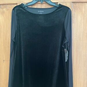 NWT Kim Rogers Black Velour Top Size M